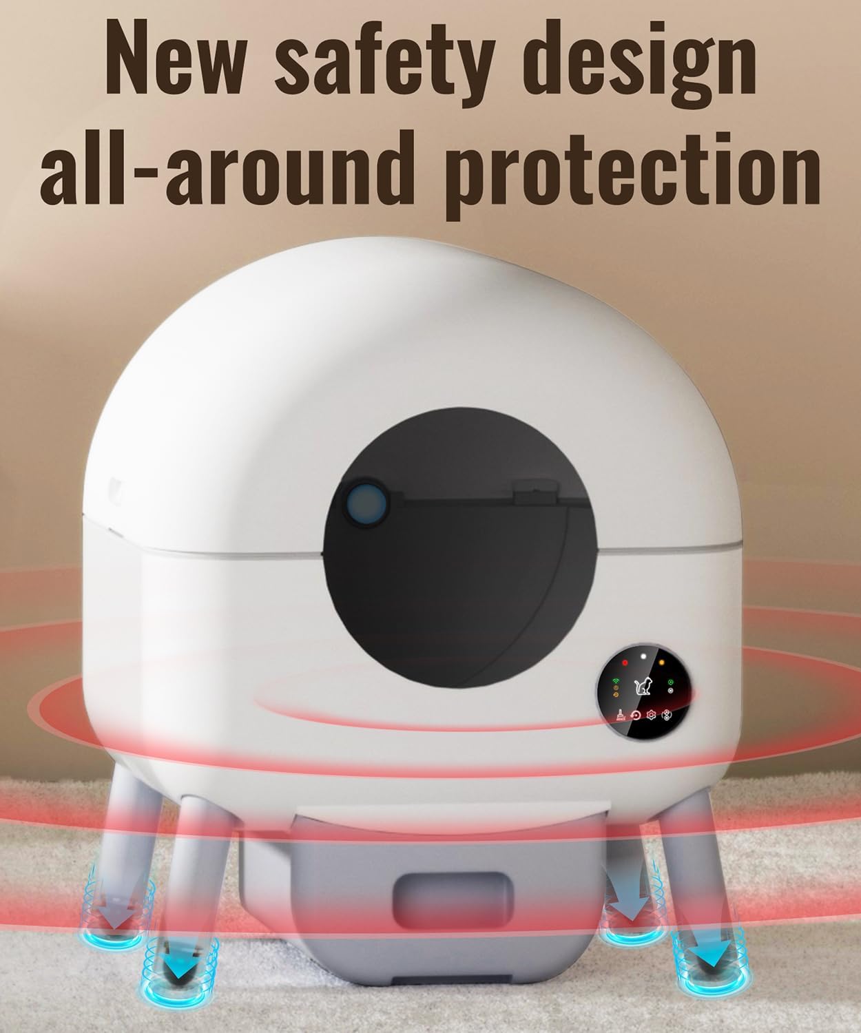 Self Cleaning Litter Box -110L Automatic Cat Litter Box Self Cleaning, All Litter Can Use, with 1 Roll Garbage Bags and Mat, App Control, White - Image 3