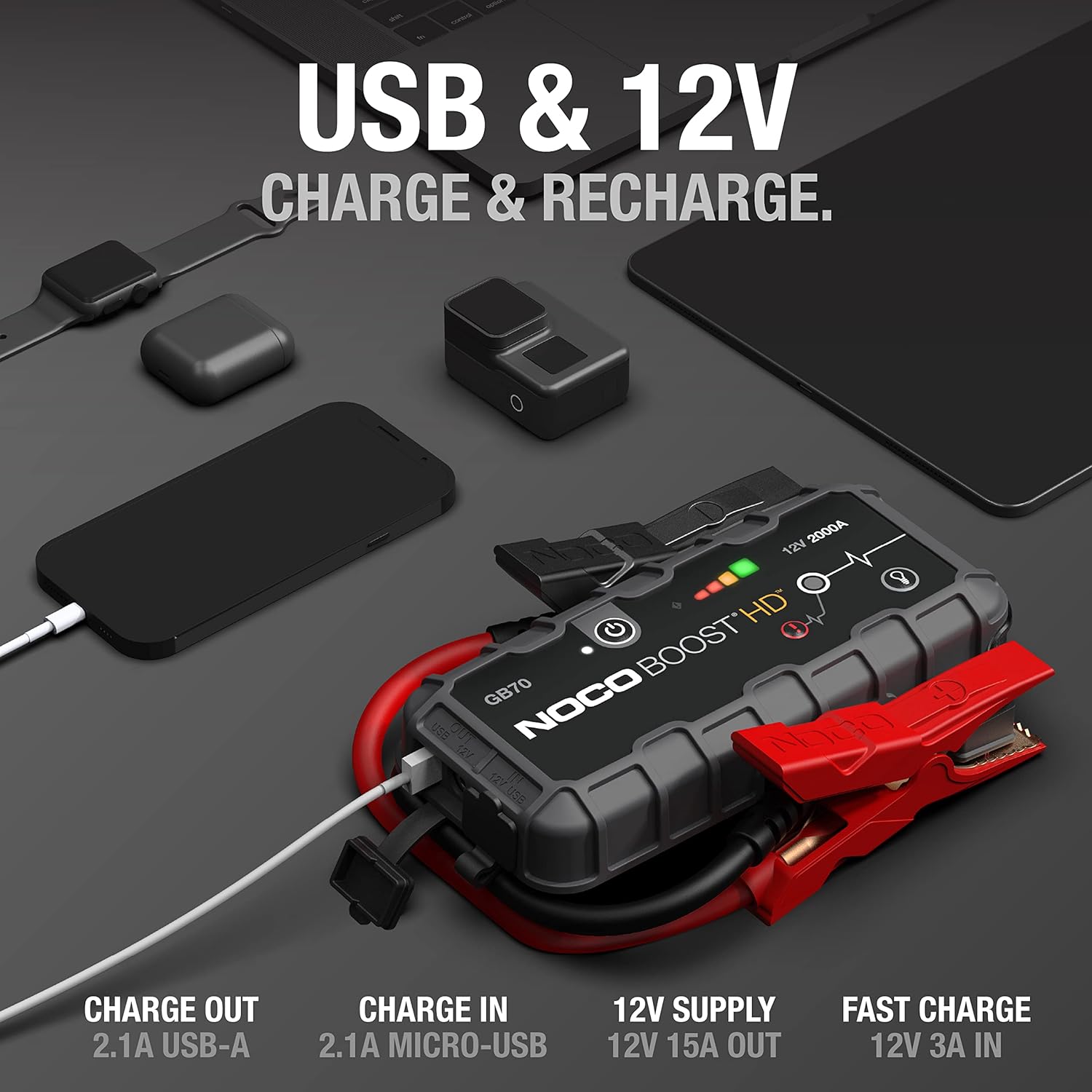 NOCO - Boost HD GB70 2000A UltraSafe Car Battery Jump Starter - Image 3