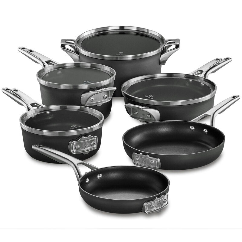 Calphalon Premier Space-Saving Hard-Anodized Nonstick Cookware, 10-Piece Pots and Pans Set