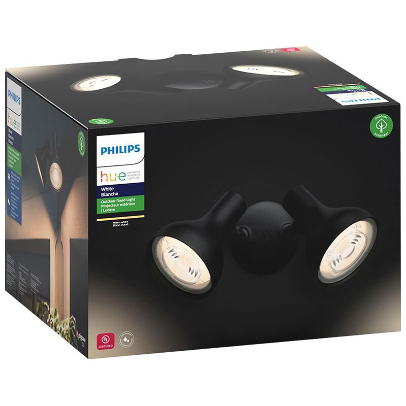 Philips Hue White Ludere Dual Head LED Security Floodlight - Black