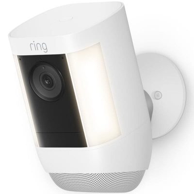 Ring - Spotlight Cam Pro Outdoor Wireless 1080p Battery Surveillance Camera - White