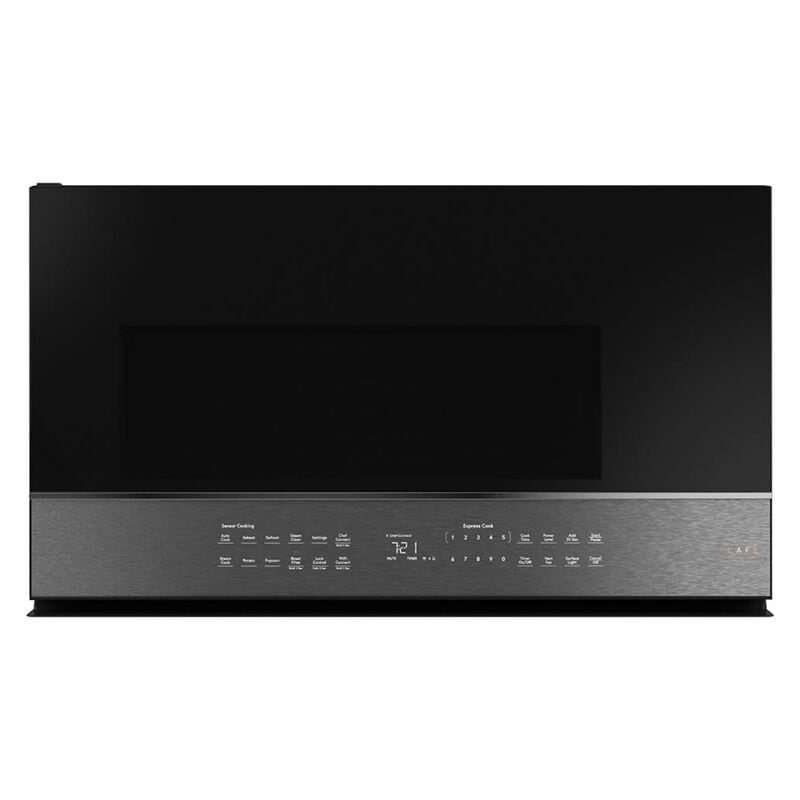 Cafe 30" 2.1 Cu. Ft. Over-the-Range Microwave with 10 Power Levels, 400 CFM & Sensor Cooking Controls - Platinum Glass