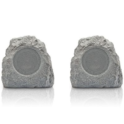 ION Glow Stone Rechargeable Wireless Outdoor LED Rock Speakers - Pair