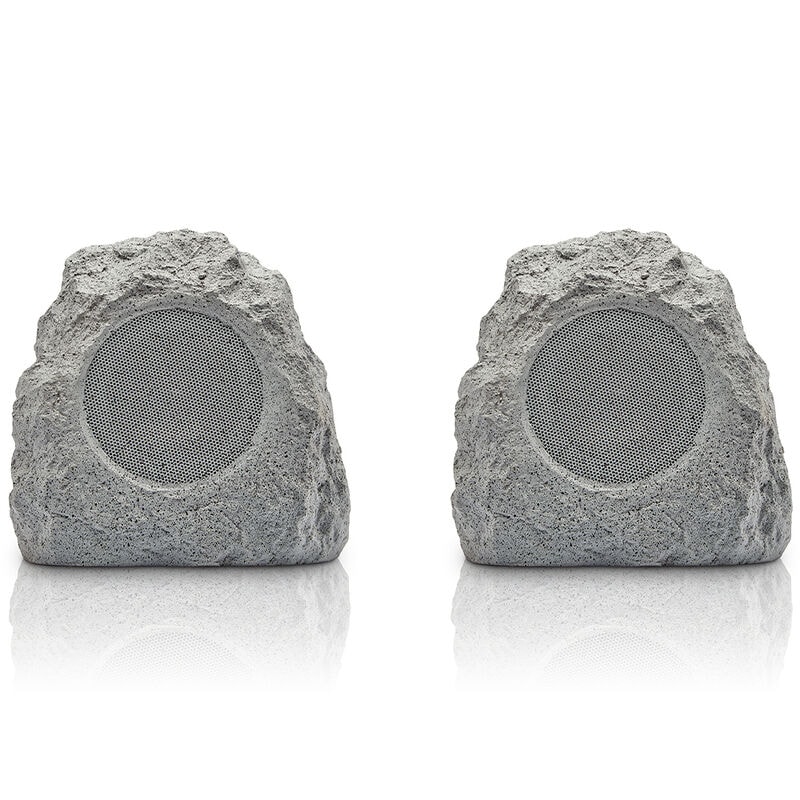 ION Glow Stone Rechargeable Wireless Outdoor LED Rock Speakers - Pair