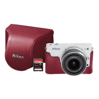 Nikon J1 DSLR 10MP Compact Digital Camera Kit with 8GB Extreme SD Card & Leather Case