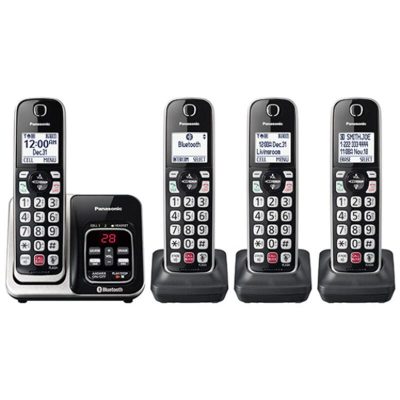 Panasonic 4 Handset Cordless Phone - Black with Silver Trim