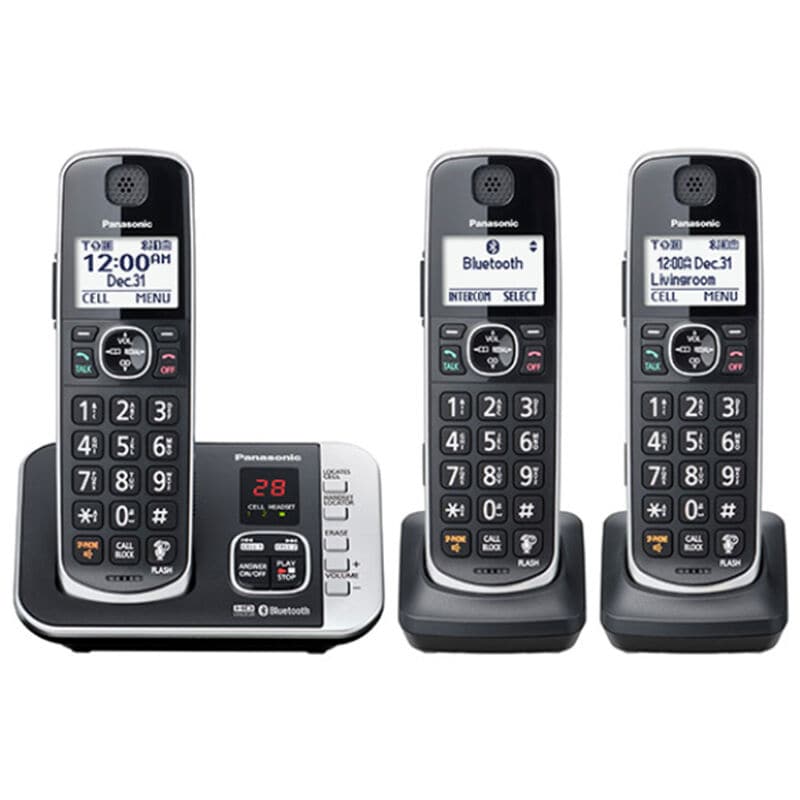 Panasonic 3 Handset Cordless Phone - Metallic Black