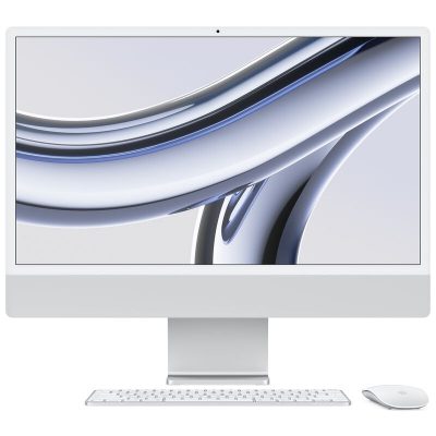 Apple iMac 24" (Late 2023) with Apple M3, 4.5K Retina Display, 8GB RAM, 256GB SSD, 8-core CPU, 8-core GPU, Silver