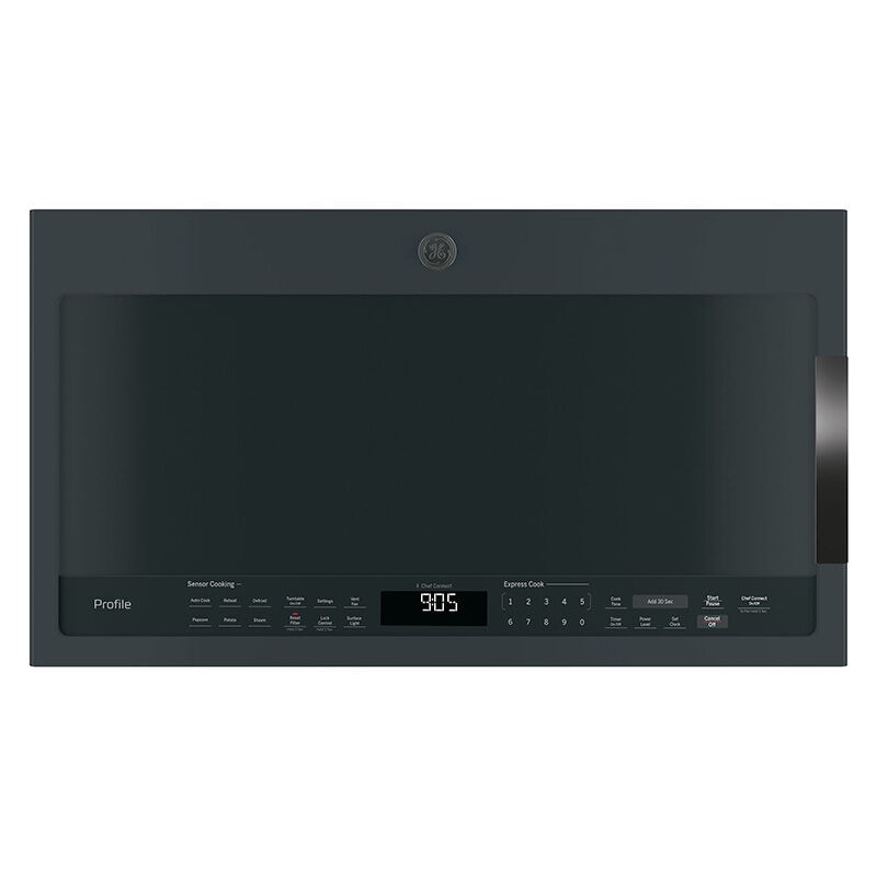 GE Profile 30" 2.1 Cu. Ft. Over-the-Range Microwave with 10 Power Levels, 400 CFM & Sensor Cooking Controls - Black Slate