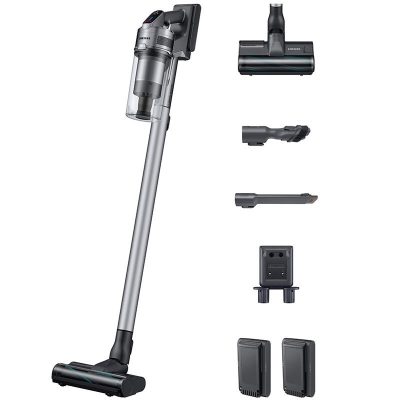 Samsung Jet 75+ Cordless Stick Vacuum with Combination Tool, Crevice Tool, 2 Batteries, 120 min Runtime - Titan Chrometal