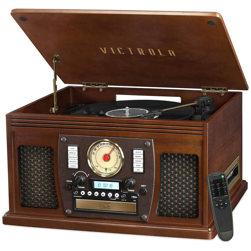 Victrola The Navigator 8-in-1 Wood Record Player - Espresso