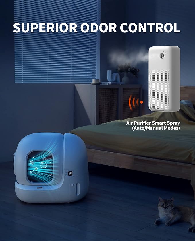 PETKIT Self Cleaning Cat Litter Box, PuraMax Cat Litter Box for Multiple Cats, App Control/xSecure/Odor Removal Automatic Cat Litter Box Includes Trash Bags and K3 Smart Air Purifier Spray - Image 4