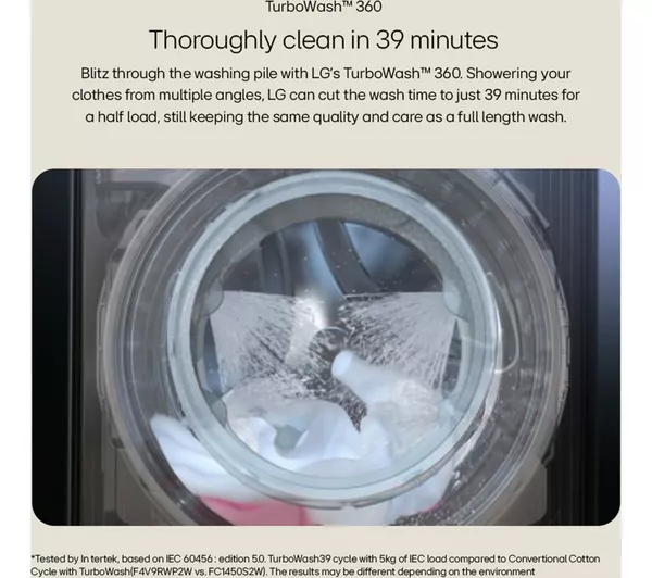 LG TurboWash 360 with AI F4C510GBTN1 10 kg 1400 Spin Washing Machine - Slate Grey - Image 5