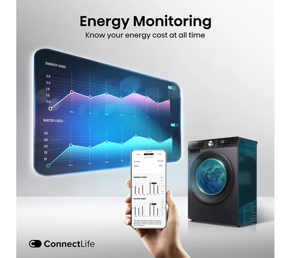 HISENSE 3S Series WD3S9043BB3 WiFi-enabled 9 kg Washer Dryer - Black - Image 7