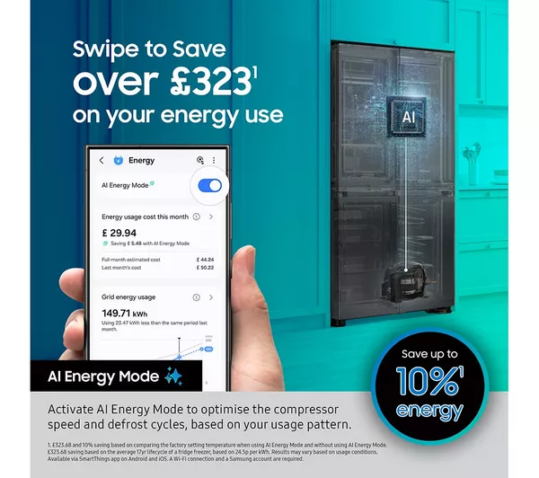 SAMSUNG Series 6 SpaceMax RS70F65KETEU American-Style Smart Fridge Freezer - Silver - Image 5