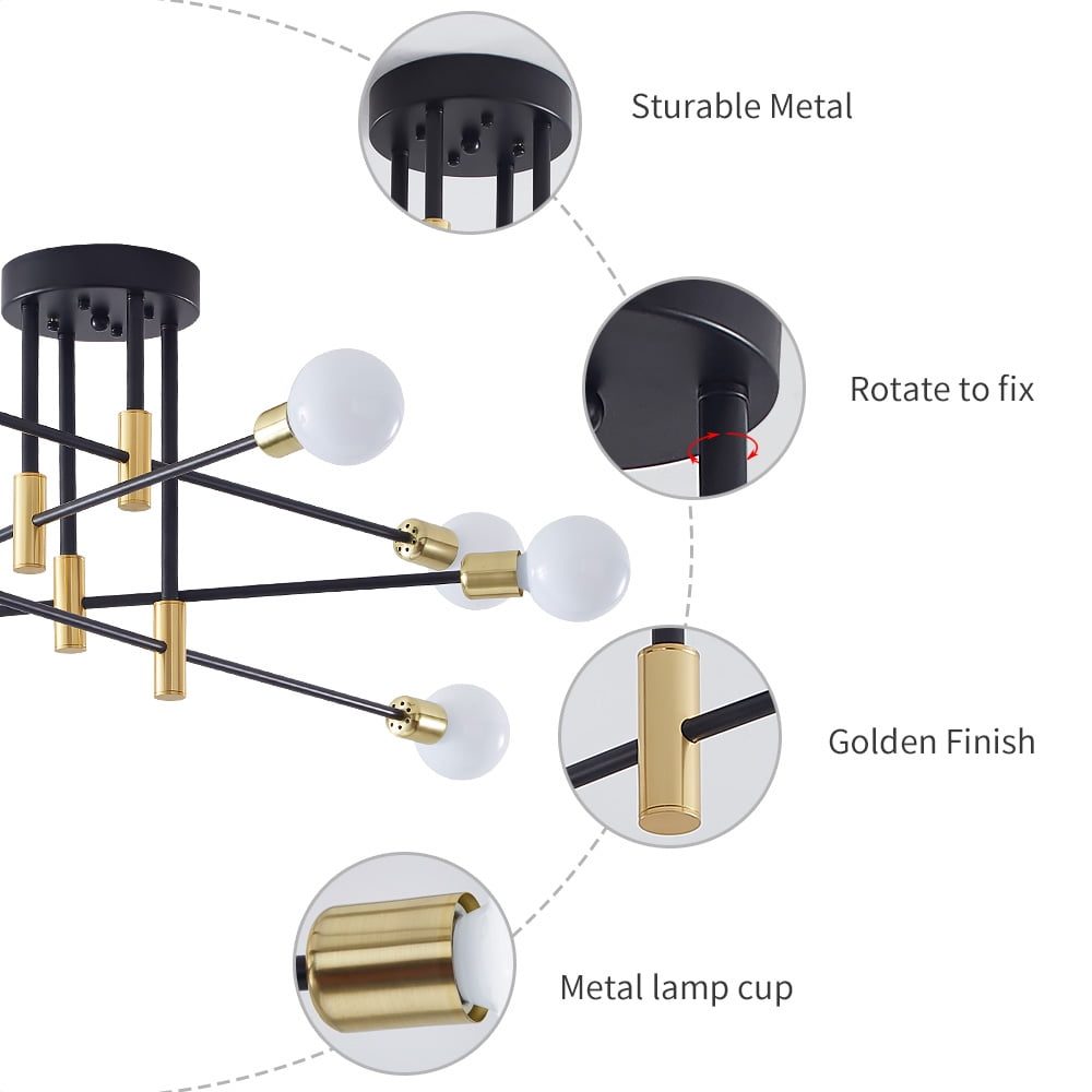 Sputnik Chandelier E26 Pendant Lighting Chandeliers Ceiling Light Fixture for Home Lighting Decor - Image 3