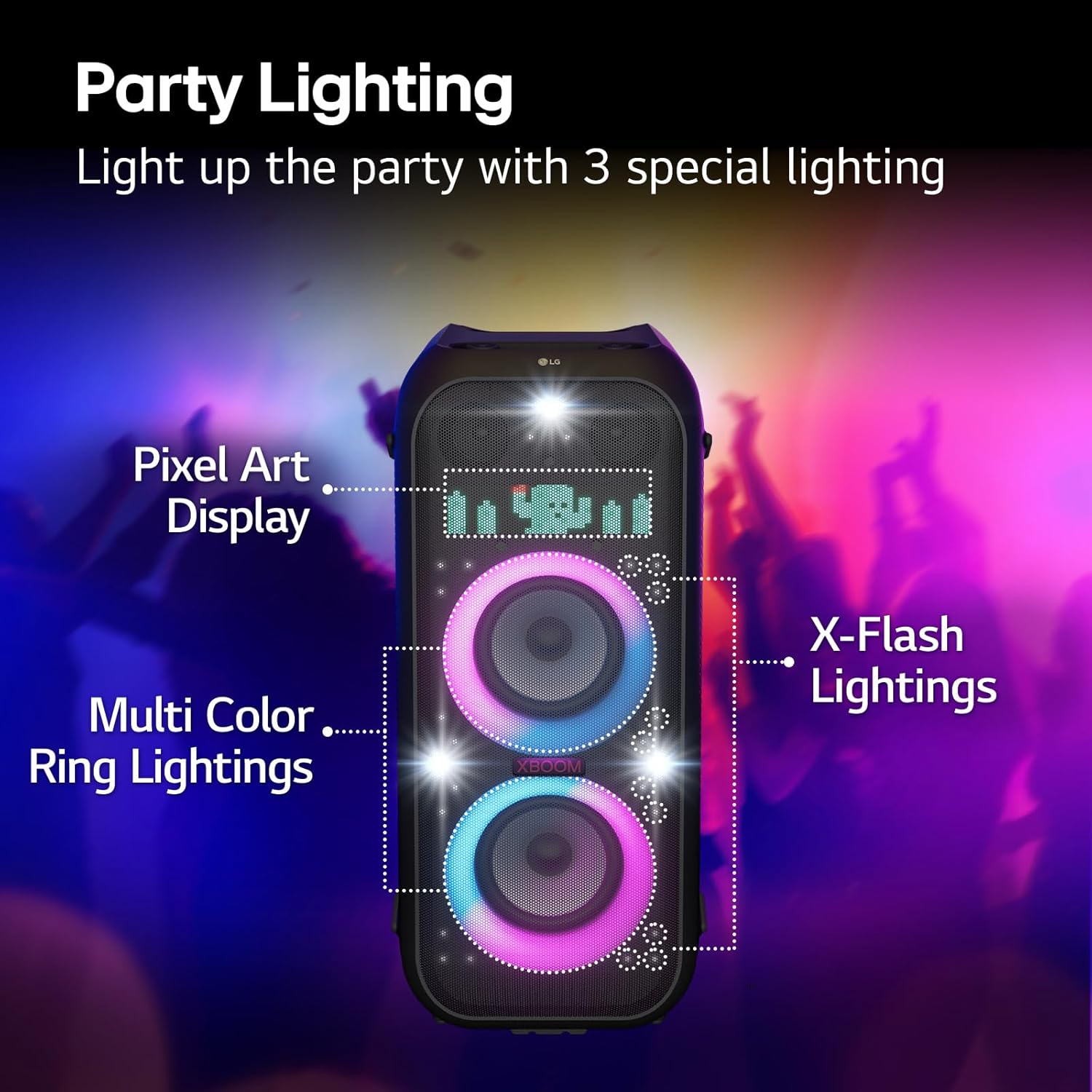 LG XL9T XBOOM Portable Tower Speaker with Pixel LED Lighting - Image 4