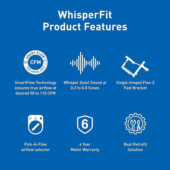 Panasonic WhisperFit Retrofit Ceiling Mount Bathroom Exhaust Fan, 50-80-110 CFM, FV-0511VF1 - Image 3