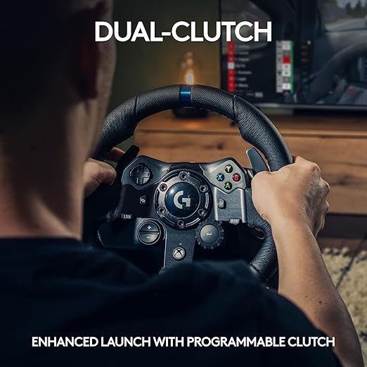 Logitech G923 Racing Wheel and Pedals for Xbox Series X|S, Xbox One and PC featuring TRUEFORCE up to 1000 Hz Force Feedback, Responsive Pedal, Dual Clutch Launch Control, and Genuine Leather Wheel Cover - Image 4