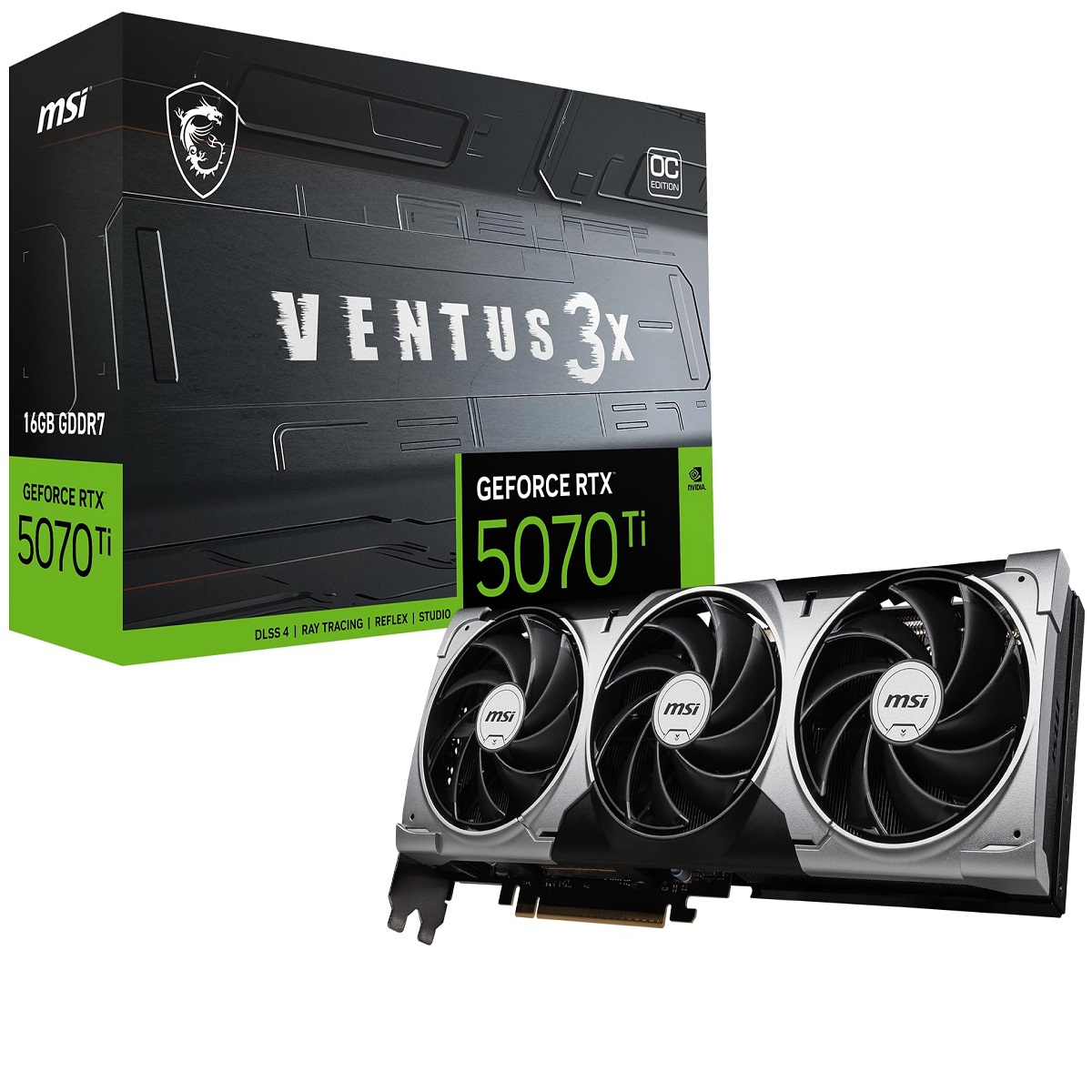 MSI Gaming RTX 5070 Ti 16G Ventus 3X OC Graphics Card (16GB GDDR7, 256-bit, Extreme Performance: 2497 MHz, DisplayPort x 3 2.1a, HDMI 2.1b, NVIDIA Blackwell Architecture)