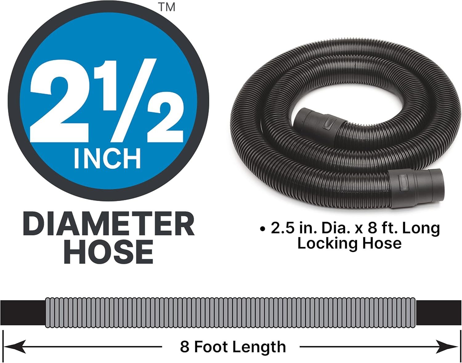 Shop-Vac 8251205 12 Gallon, Wet/Dry Utility Vacuum, 5.5 Peak HP, SVX2 Motor Technology, 2.5 Inch Diameter x 8 Ft Hose, 20 Ft Cord, Black, Includes Blower Port, Ideal for Garage and Workshop - Image 4