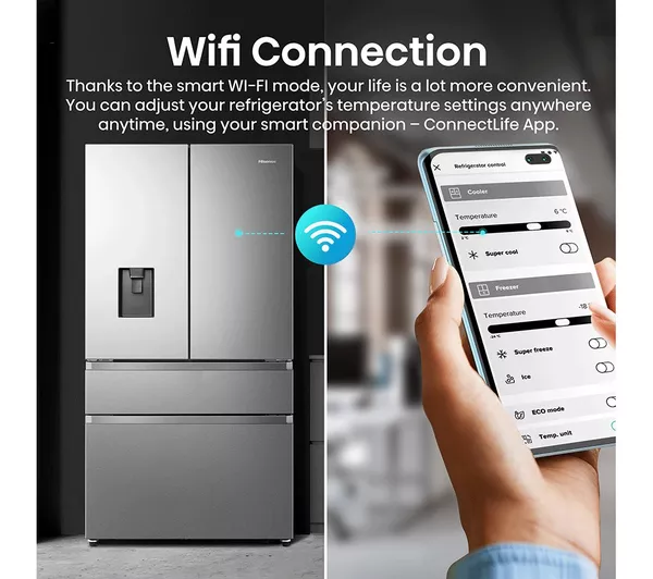 HISENSE PureFlat RF749N4SWSE Smart Fridge Freezer - Stainless Steel - Image 4