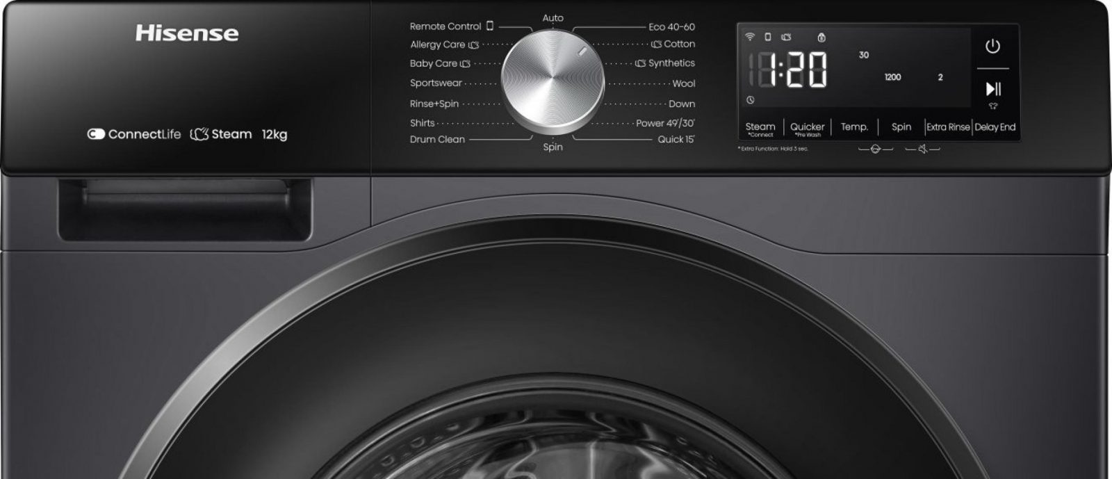 HISENSE 3S Series WF3S1243BB3 WiFi-enabled 12 kg 1400 Spin Washing Machine - Black - Image 5
