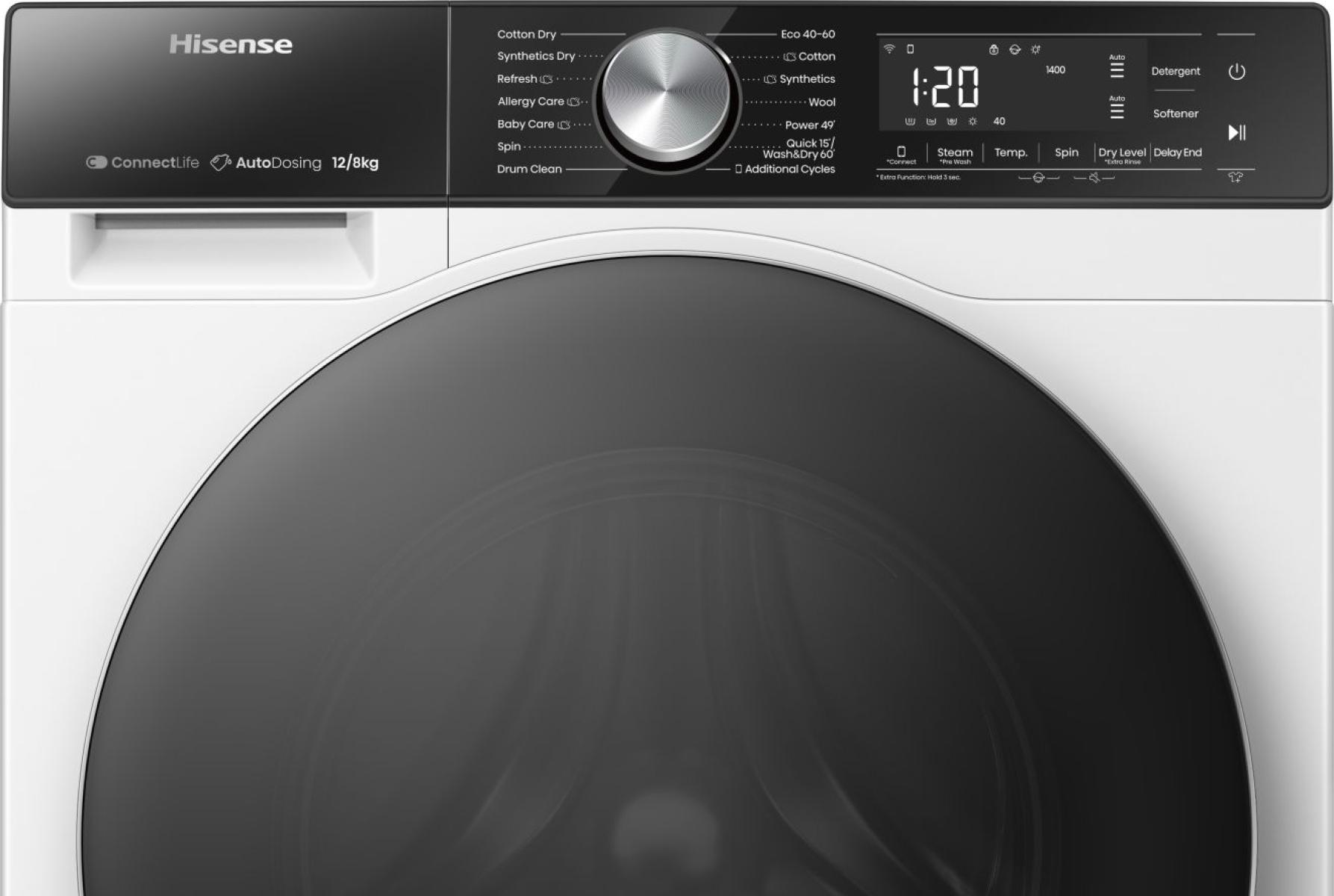 HISENSE 5S Series Auto Dosing WD5S1245BW WiFi-enabled 12 kg Washer Dryer - Image 6
